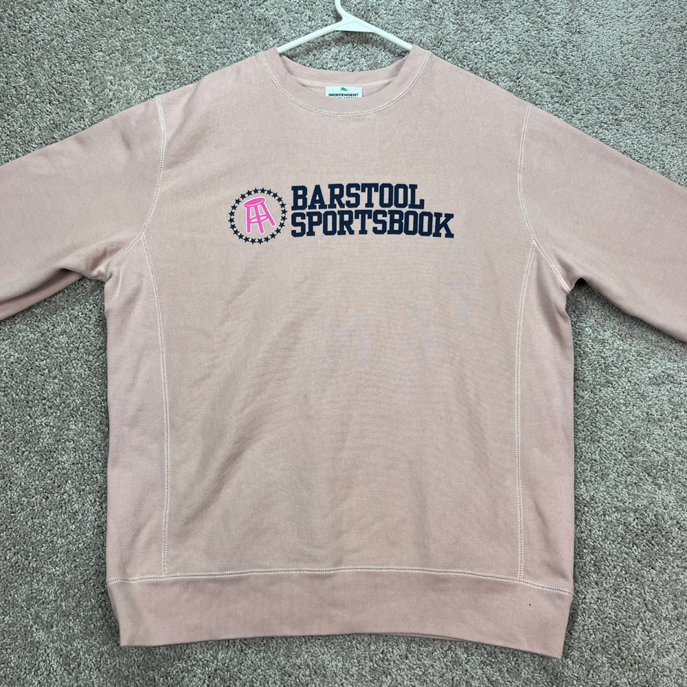 Barstool Sportsbook Pink‎ Sweatshirt Mens Large Crewneck Pullover Sports Betting
